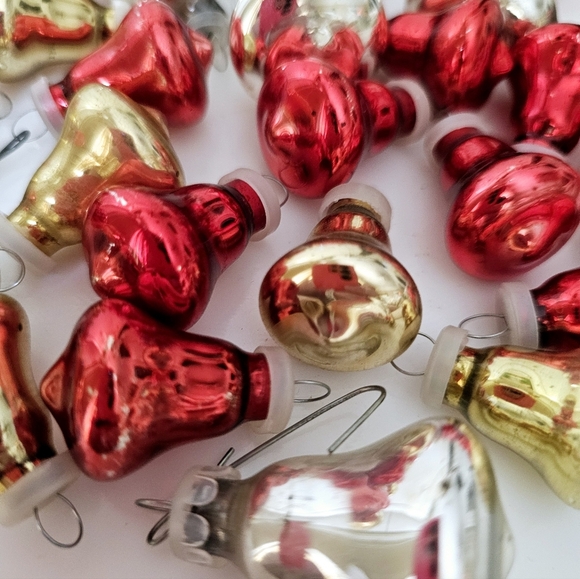 Vintage Miniature Bell Christmas Ornament Lot Red Gold Silver - Picture 4 of 6